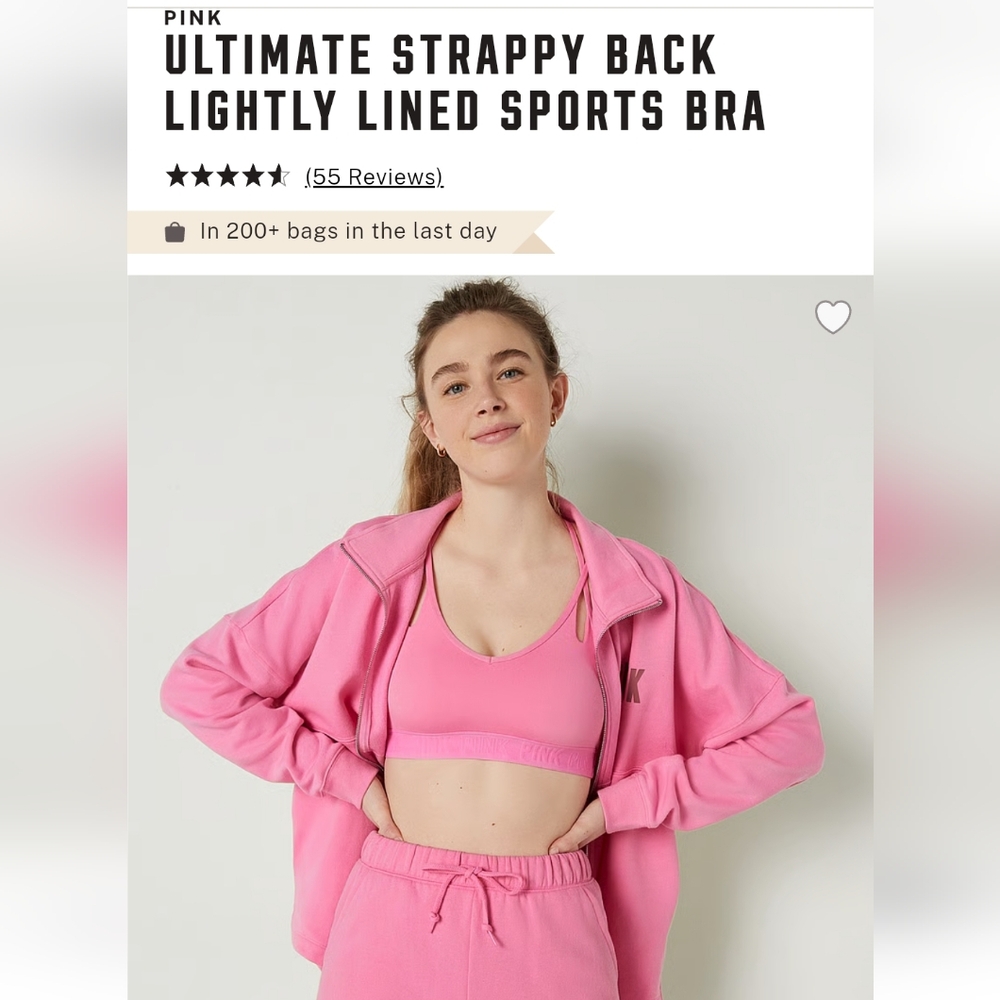 Victoria's Secret PINK Ultimate Strappy Back Lightly Lined Sports Bra XXL